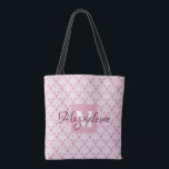 Dusty Ro Rosa Blommigt Chic Damask Monogram & Namn Tygkasse<br><div class="desc">Denna vackra väska över skuldersäcken har ett klassiskt vitt dammmönster över en dammig ro eller rosa bakgrund. Utformningen är personlig med ett första brev i monogram och ett elegant-skript namn ge det ett enkelt modernt stil med vintage övertoner av viktoriansk tid. Perfekt för skola, arbete, shopping, livsmedel, papperspåse eller till...</div>