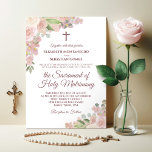 Dusty Ro Rosa Blommigt Modern katolsk Bröllop Inbjudningar<br><div class="desc">Denna vackra bröllopsinbjudan är perfekt för en modern katolsk ceremoni. Den har en rustik boho-chic med elegant, skript och handmålad vattenfärg rosor och blommar i skuggor av rosa, dammig ro, korallpersika och mauve. Innehåller en kor eller crucifix och en ordalydelse som uppmanar gästerna att delta i en livlig massa som...</div>