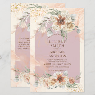 Dusty Ro Rosa Blommigt Pampas Grass Boho Bröllop