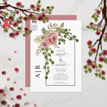 Dusty ro rosa Blommor arch och monogram bröllop