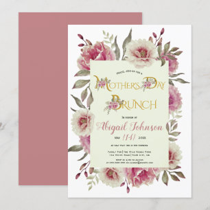 Dusty ro rosa blommor Mors dag brunch Inbjudningar