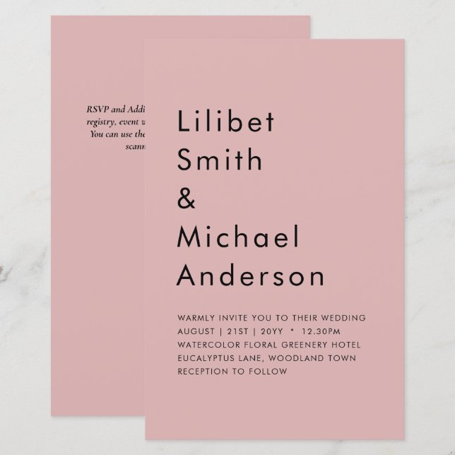 Dusty Ro Rosa Bröllop (Fram/baksida)