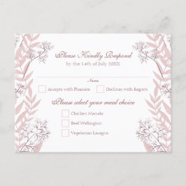 Dusty Ro Rosa Bröllop Vintage Botaniska Helg Vykort