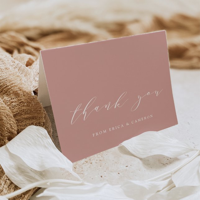 Dusty Ro Rosa Calligraphy Personlig Tack Kort (Skapare uppladdad)