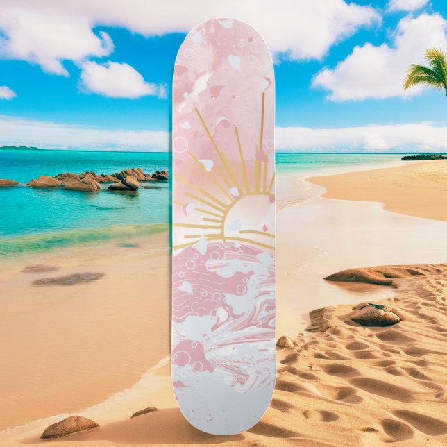Dusty Ro  Rosa Champagne Sunset Sol & Sea Mini Skateboard Bräda 18,5 Cm (Skapare uppladdad)