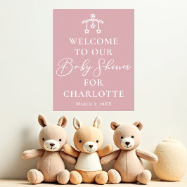 Dusty Ro Rosa Chic Personlig  Baby Shower Poster