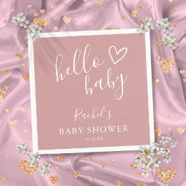 Dusty Ro Rosa Cute Heart Girl Hej Baby Shower Pappersservett