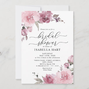 Dusty Ro  Rosa Flowers Boho Möhippa Inbjudningar