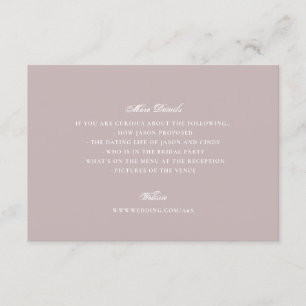 Dusty Ro Rosa Formal Classic Elegant bröllop Tilläggskort