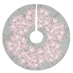 Dusty Ro Rosa Gems on Grått with Guld Gnistra Julgransmatta Borstad Polyester