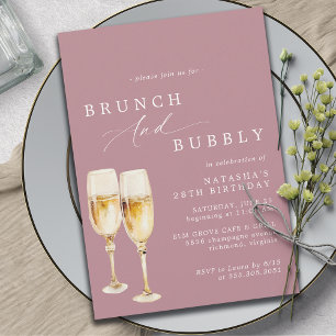 Dusty Ro Rosa Girly Champagne Birthday Brunch Inbjudningar