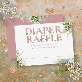 Dusty Ro Rosa Greenery Diaper Raffle Baby Shower Tilläggskort
