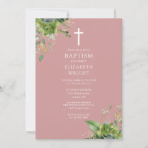 Dusty Ro Rosa Greenery Monogram Baptism