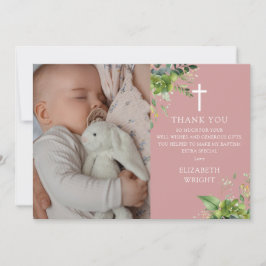 Dusty Ro Rosa Greenery Photo Baptism Christening Tack Kort