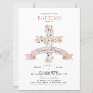 Dusty Ro Rosa Kor Baptism-inbjudan Inbjudningar