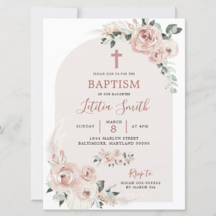 Dusty Ro Rosa Kor Baptism-inbjudan Inbjudningar