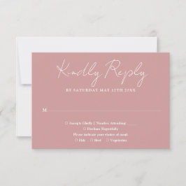 Dusty Ro Rosa Minimalist Elegant Script Bröllop OSA Kort