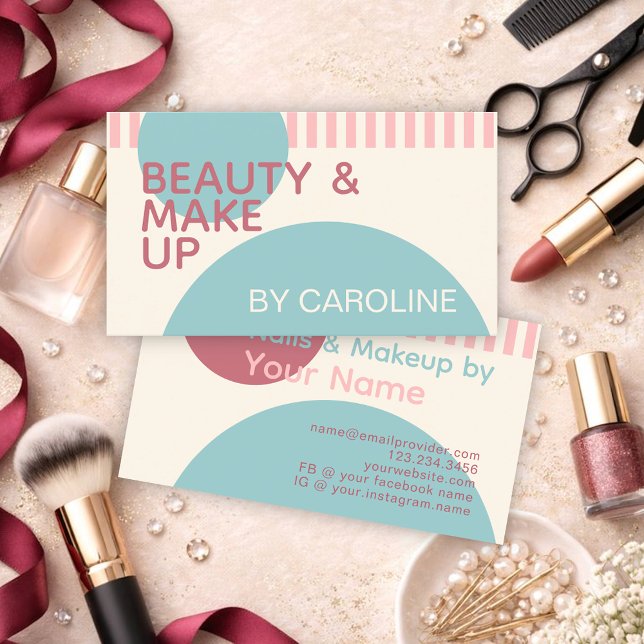 Dusty Ro  Rosa Mint Teal Grönt Art Mönster Visitkort (Skapare uppladdad)