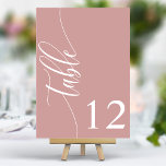 Dusty Ro Rosa Modern Calligraphy Bröllop Bordsnummer<br><div class="desc">Följ gästerna till deras platser med de här chic elegant dammiga bordsnumren i ro rosa bröllop. De här bordsnumren har en minimalistisk design med modern kalligrafi och ger dig en smula sofistikering till din bröllopsmottagning. Den mjuka bakgrunden och den rena typografin i eleganten säkerställer att den är enkel att läsa...</div>