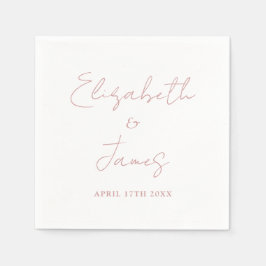 Dusty Ro Rosa Modern minimalistskript Bröllop Pappersservett