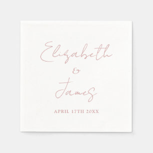 Dusty Ro Rosa Modern minimalistskript Bröllop Pappersservett