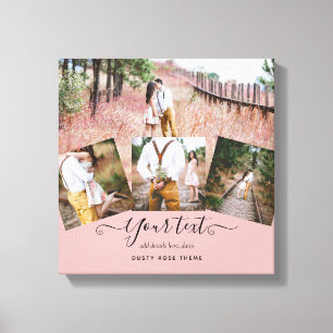 Dusty Ro Rosa Newlyweds Bröllop PHOTO Gift Canvastryck