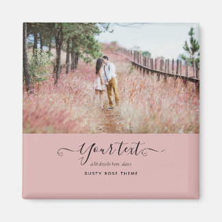 Dusty Ro Rosa Newlyweds Bröllop PHOTO Gift Magnet