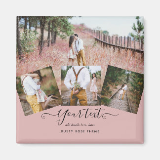 Dusty Ro Rosa Newlyweds Bröllop PHOTO Gift Magnet