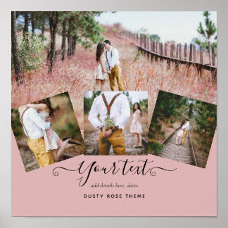 Dusty Ro Rosa Newlyweds Bröllop PHOTO Gift Poster