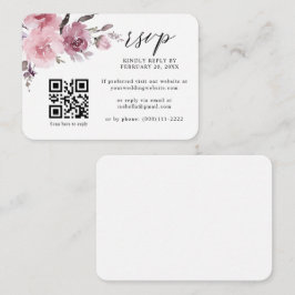 Dusty Ro Rosa Pastel Blommigt QR Code Bröllop OSA Tilläggskort