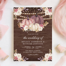 Dusty Ro Rosa Pumpkin Ivory Blommigt Wood Bröllop