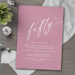 Dusty Ro Rosa Script Simple Womens 50:e födelsedag Inbjudningar<br><div class="desc">Formella 50-årsinbjudningar med "50" text i ett kalligrafiskt skript. Vitt typsnitt på en feminin lila-rosa bakgrund.</div>