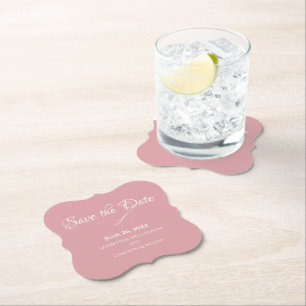 Dusty Ro Rosa Simple Elegant Romantic Bröllop Underlägg Papper