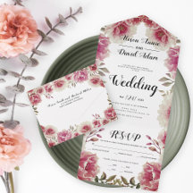 Dusty ro rosa vattenfärblommor faller bröllop