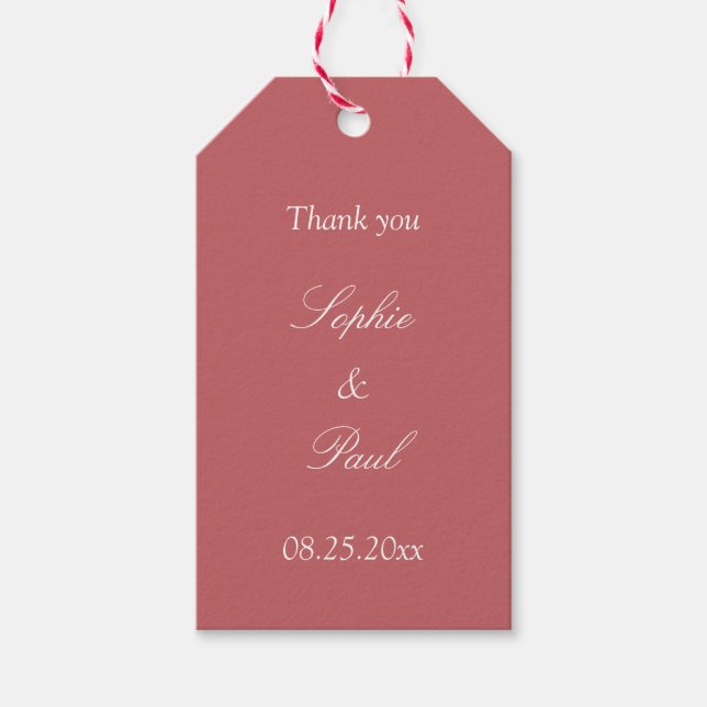Dusty Ro Rosa Wedding Favor Tack Gift Märkres Presentetikett (Framsidan)