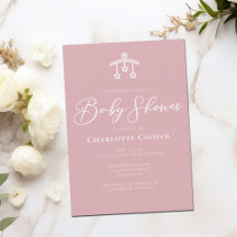 Dusty Ro Rosa White Typography Baby Shower