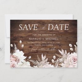 Dusty Ro & Rustic Boho Blommigt Bröllop Spara Datumet