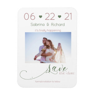 Dusty Ro & Sage Photo Minimalist Spara datum Magnet