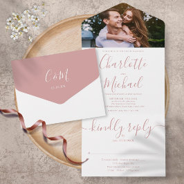 Dusty Ro Script Monogram Photo Bröllop