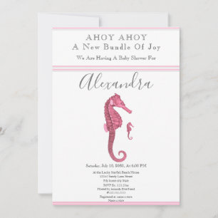 Dusty Ro Seahorse Rosa Girl Blommigt Baby Shower
