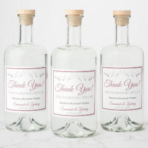 Dusty Ro Simple Elegant White Bröllop Tack Spritflaskor Etikett