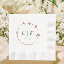Dusty Ro Simple Heart WAN Monogram Bröllop Pappersservett