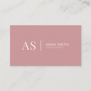 Dusty Ro Snyggt Rosa Monogram Modern Visitkort
