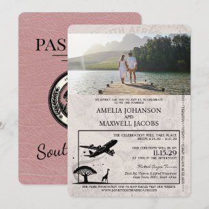 Dusty Ro South Afrika Passport Bröllop Inbjudningar