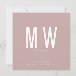 Dusty Ro Square Monogram Bröllop spara datum