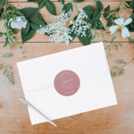 Dusty Ro Stylized Bröllop spara datum Runt Klistermärke