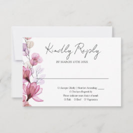 Dusty Ro Transparent Blommigt Monogram Bröllop OSA Kort