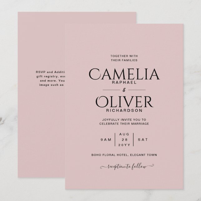 Dusty Ro Typography only Wedding Investigation Inbjudningar (Fram/baksida)
