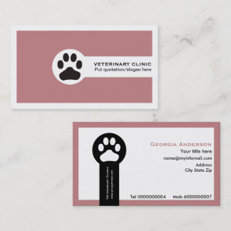 Dusty ro Vet/Veterinary Clinic minimalist Visitkort