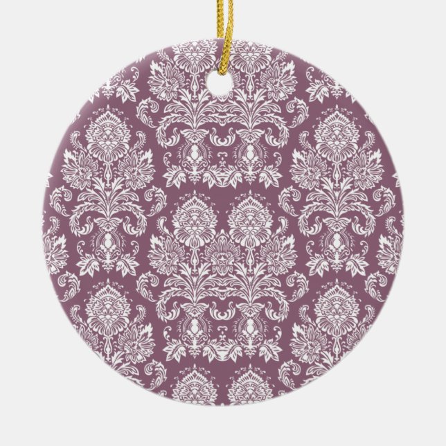 Dusty Ro Victorian Damask Julgransprydnad Keramik (Framsidan)